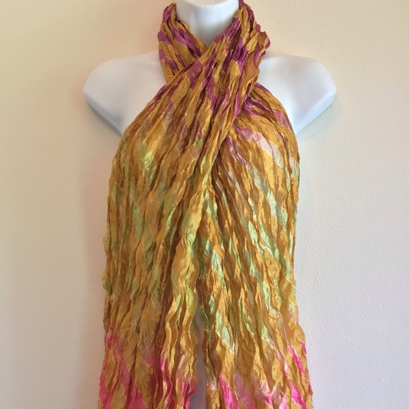 New Copper Tan Beach Striped Scarf Wrap Pareo - Picture 2 of 12